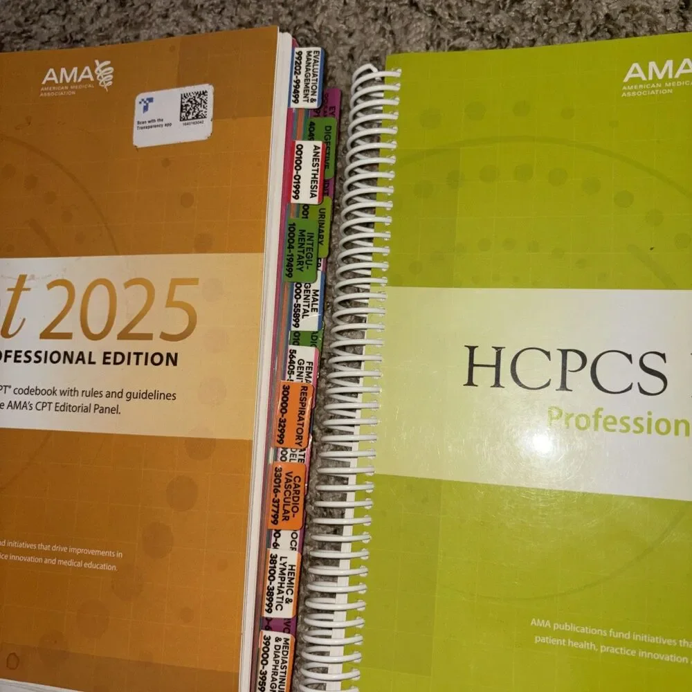 AMA CPT 2025 HCPCS 2025 Spiral Bound Medical Coding Books Tabbed Professional